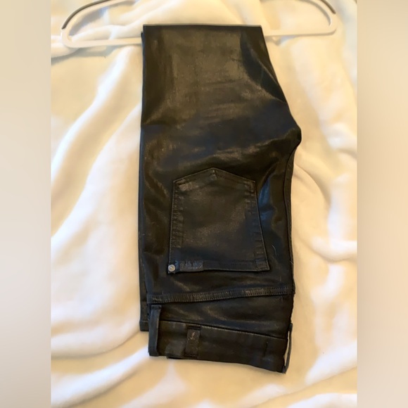 NWOT 7 FOR ALL MANKIND B(AIR) High Waisted Ankle Skinny Jean in Coated Black 27 - Picture 15 of 16